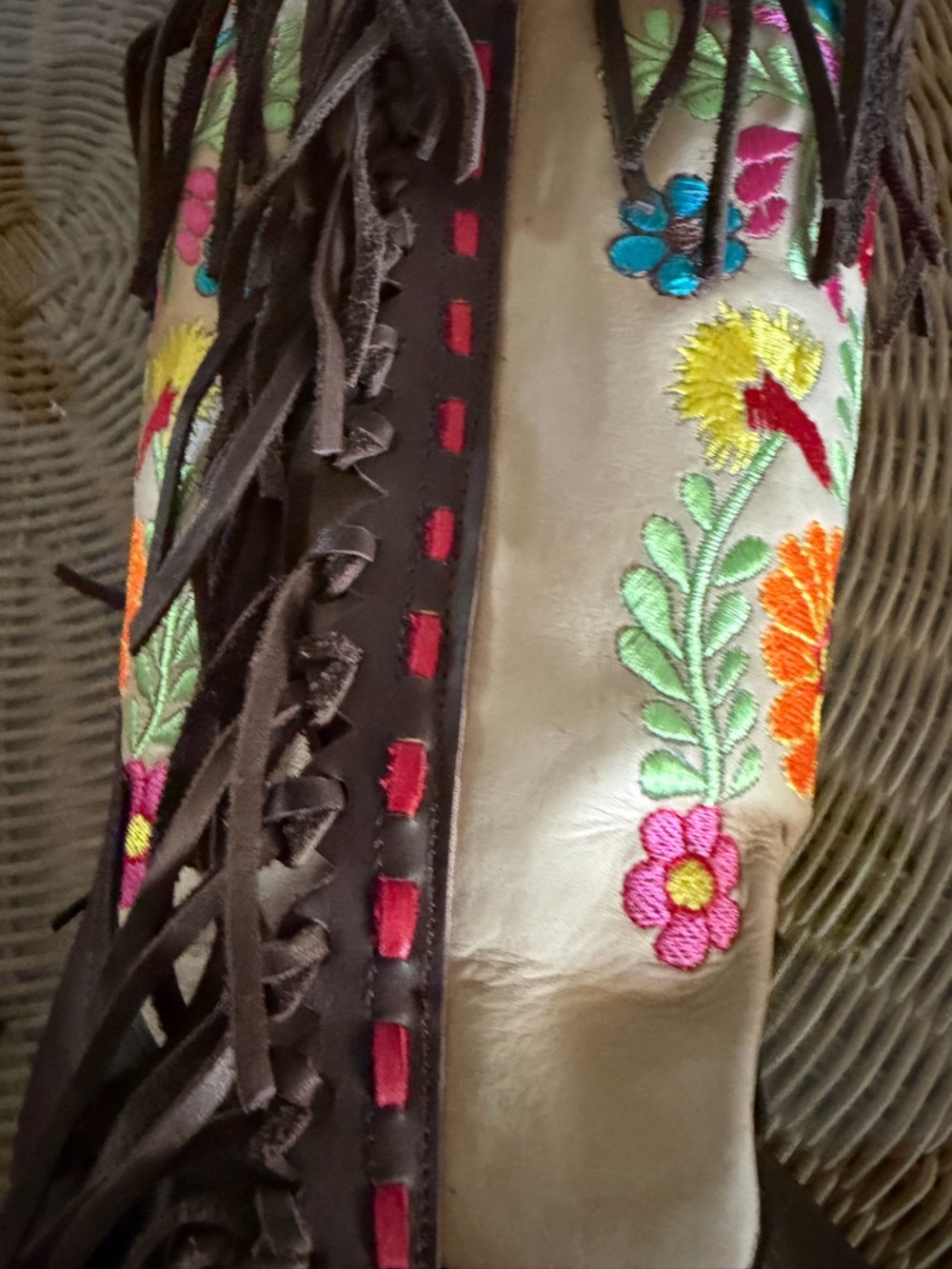 New Rodeo Quincy ROSITA embroidered flowers and fringe leather boot boots 9.5 - Picture 3 of 10